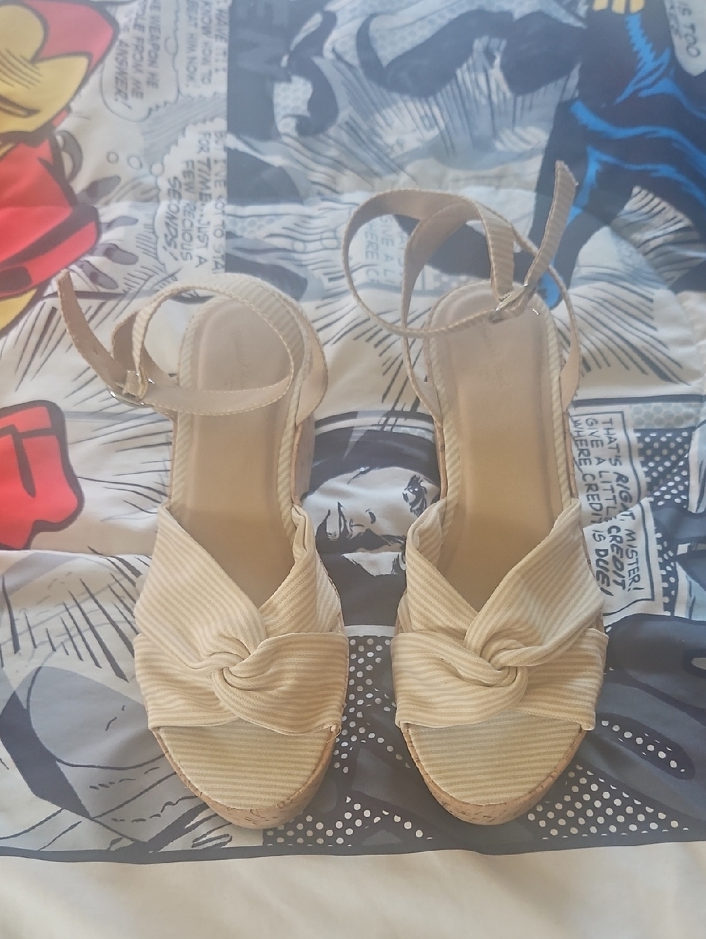 Women's Cream Knot Front Ankle Strap Sandals